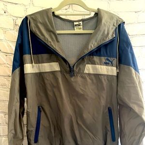 Men’s vintage 80’s Puma, half-zip windbreaker.